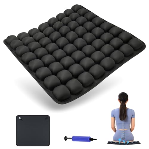 Blomise Inflatable Pressure Relief Cushion for bottoms Adjustable 3D Airbag Seat Pad with Pump & Storage Bag Ideal for Car Office Chair Wheelchair & Airplane Travel Comfort