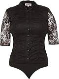 MarJo Trachtenbody Laetizia-Madlen halbarm schwarz | Body aus Spitze | Damen Dirndlbluse und Bluse | Trachten Spitzenbody (36)