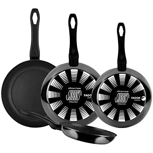 Fagor® Indutherm set de 4 sartenes 20 + 24 + 26 + 28 cm, Antiadherente Doble Capa, Acero...