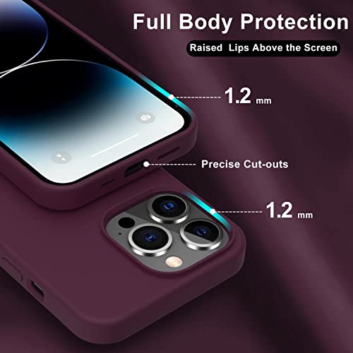 Image of Elzzi Microfiber Candy Case Compatible for iPhone 14 PRO MAX, Shockproof Slim Back Cover Liquid Silicone Case - Wine RED