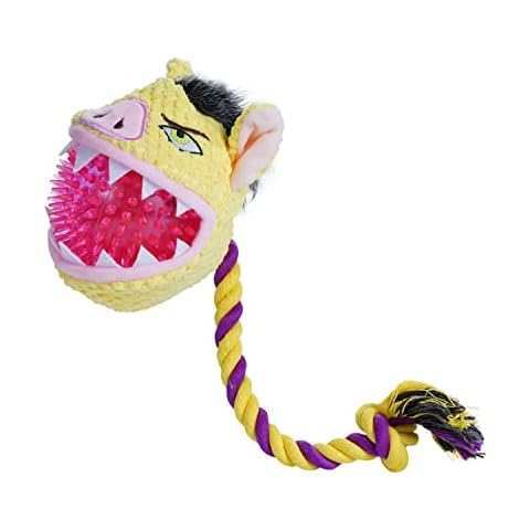 Nocciola Pink Thorn Ball Pig Shape Dog Squeaky Toys for Aggressive chewers, Durable Plush Dog Toys, Stuffing Body Dog Toy Set for Small to Large Dogs Cover