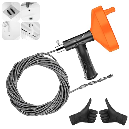 33 Feet Drain Snake Auger, Plumbing Snake Drain Hair Clog