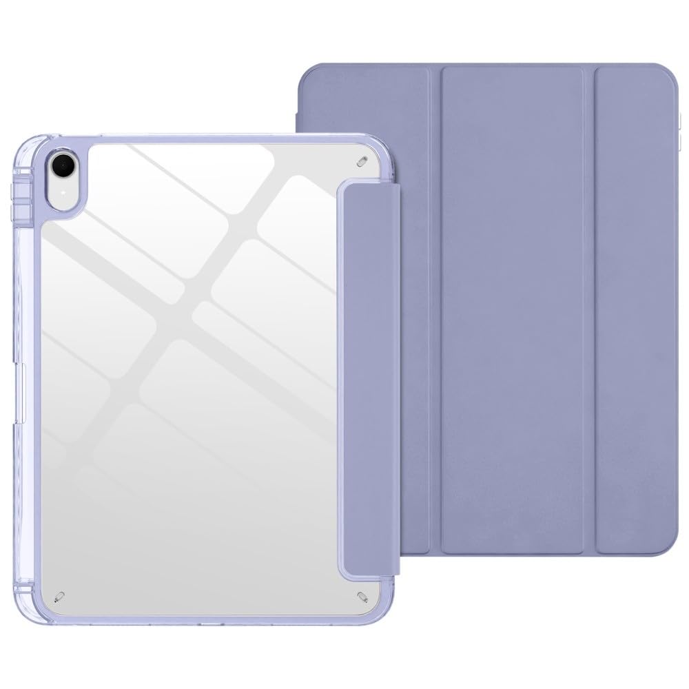 Protection iPad 10e génération 11,9 pouces étui cuir gris lavande - 8