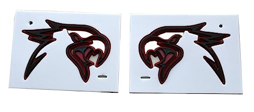 Image of Pair Custom HELLHAWK Emblem Replacement for Trackhawk Fender Door 3D Badge Hellcat Style Head (Black Red)