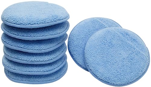 Viking Microfiber Car Wax Applicator And Cleaning Pads With Finger Pockets - 5 In. Diameter, Blue, 8 Pack #TOP12