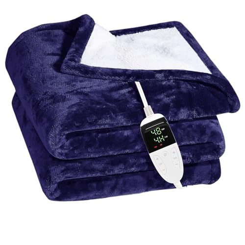 Image of Utopia Bedding Electric Blanket for Double Bed with 6 Heating Levels and 2-10 Hours Time Settings, Flannel to Sherpa Super Cozy Heated Blanket Machine Washable 153x153 cm