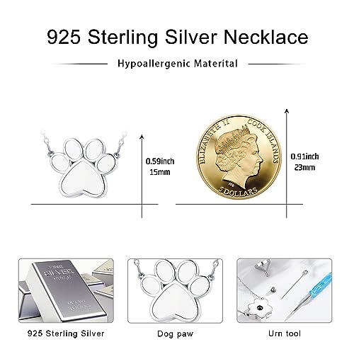 Twoowl Dog Paw Print Cremation Jewellery for Ashes 925 Sterling Silver Pet Dog Urn Necklace for Ashes Keepsake Pendant Necklace Cat Memorial Gifts for Women Girls - Image 4