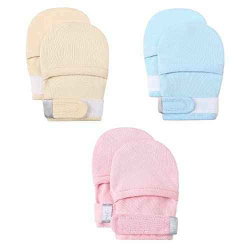Image of HAPIU Baby Newborn No Scratch Mittens Stay On, 100% Cotton Adjustable 0-12M | Soft Skin-Friendly, Hook & Loop, Hand Gloves For Infant Boys Girls 0-3, 3-6, 6-12 Months, Perfect Gift