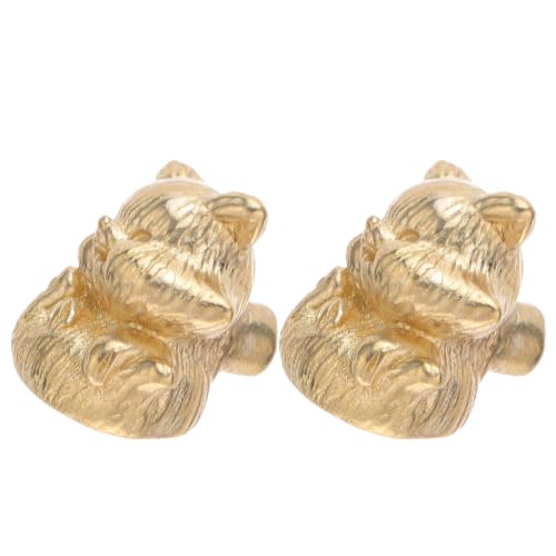 HOMOBABE Tiradores de Puerta de Latón Macizo Instalación Fácil Forma de Gato, 2 Piezas Diseño Elegante y Creativo Color Dorado Resistentes para Armarios y Baño