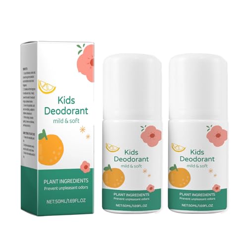 Desodorante natural para niños, desodorante para niños, desodorante en rollo para niños y adolescentes, suave con la piel y eficaz contra el olor corporal, protección suave para pieles sensibles (2)