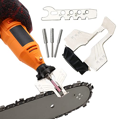 Bostar Kit de Afilado de Motosierra, Afilador Cadena Motosierra Cabezal Accesorio para Amoladora Trompo Radial,Afilador de Hoja de Sierra,Taladro Rotatorio Cover