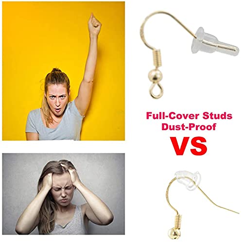 ELECDON Silicone Earring Backs of Clear - 50 Pcs / 25 Pairs Hypoallergenic Secure Push-Back Earring Stoppers for Stud Earrings, Soft Clear Ear Back Pads, 10x6mm Full-Cover Studs Dust-Proof