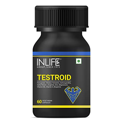 INLIFE Testroid Testosterone Supplement for Men with Zinc Monomethionine Magnesium Aspartate Tribulus Terrestris, Ashwagandha, Safed Musli, Fenugreek – 60 Vegetarian Capsules (Pack of 1) INLIFE Testroid Testosterone Supplement for Men with Zinc Monomethionine Magnesium Aspartate Tribulus Terrestris, Ashwagandha, Safed Musli, Fenugreek – 60 Vegetarian Capsules (Pack of 1)