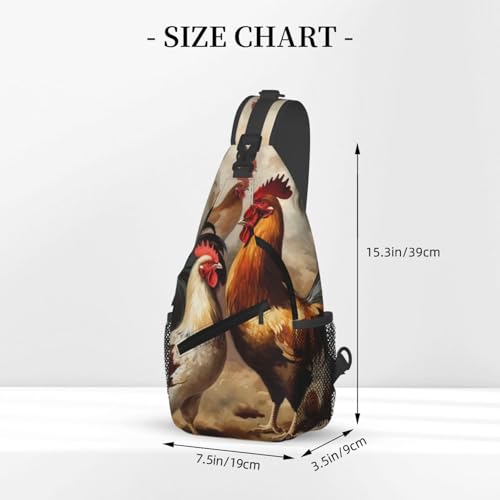 Bolso cruzado para hombre con estampado de gallo y gallina miniatura 3