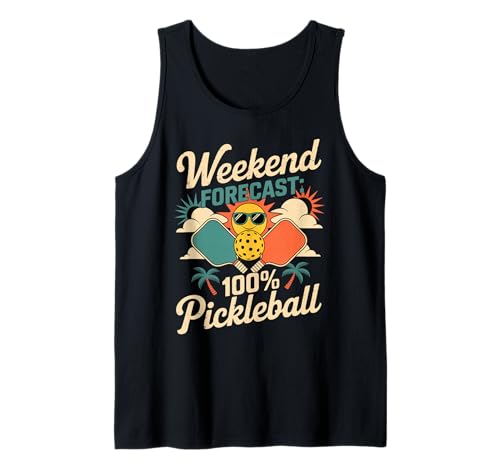 Pronóstico del Fin de Semana 100 por ciento Pickleball Diversión Camiseta sin Mangas