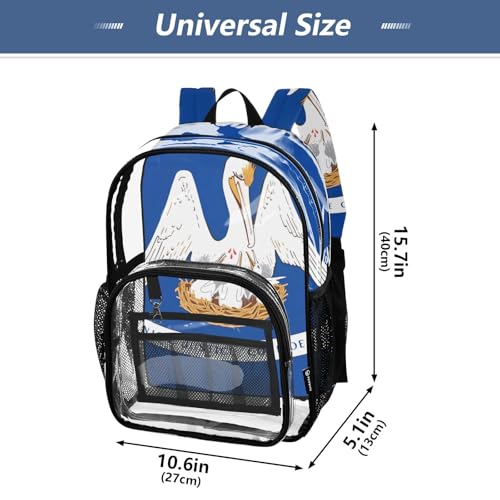 Clear Backpack for Women Louisiana State Flag Girls Backpack for Kids Approved See through Bag4