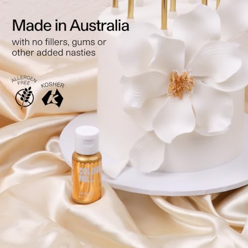 Image of Colour Mill Edible Food Paint - Vibrant Cake & Fondant Decorating Colors for Cookies, Chocolate, Royal Icing & Desserts 20 Milliliters - Metallic Champagne