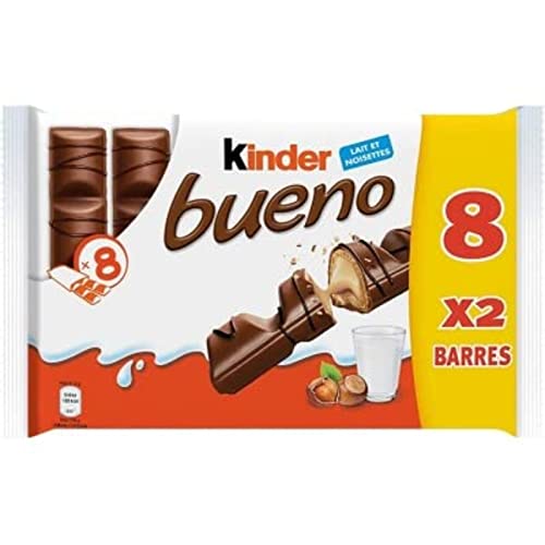 Kinder Kinder Bueno Leche y Avellana - Paquete de 8 x 2 Barras