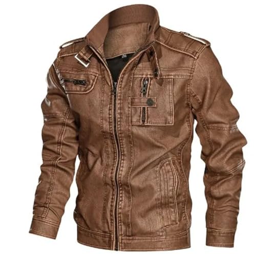 Men’s PU Leather Motorcycle Jacket Windproof Winter Casual Outerwear Stylish and Versatile Biker Coat4