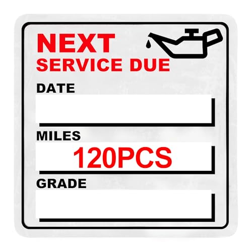 Image of for Oil Change Sticker Static Cling, Clear Stickers 120 Pcs 2 inchx 2 inch Next Service Due Sticker for Windshield, Easy to Peel with No Residue for Car Auto Vehicle Window (Red1)