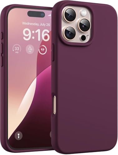 DIZORO Compatible for iPhone 16 Pro Case 6.3, Slim Liquid Silicone 3 Layers Full Covered Soft Gel Rubber Phone Case Protective Cover 6.3 Inch (Wine Re