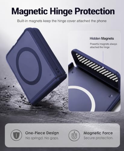 Image of STORMTAL for Samsung Galaxy Z Flip 8 Case with Privacy Screen Protector, [Compatible with Magsafe], [Full Body Hinge Protection], Magnetic Slim Case for Z Flip 8 Case Blue