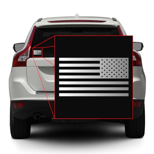 Image of American US Flag [Pick Color /Size] Vinyl Decal Sticker for Laptop /Car /Truck /Window /Bumper (Reversed 5in x 2.8in [3-Pack], Gloss Metallic Silver)