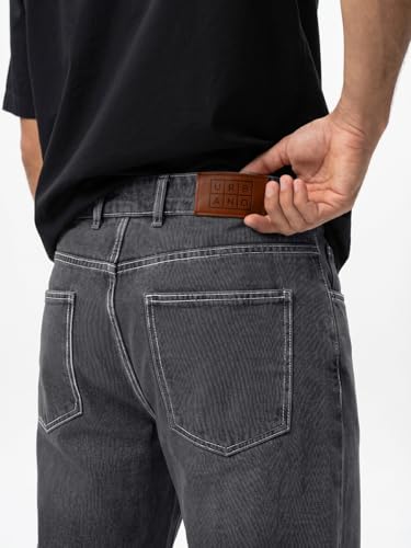 Image of Urbano Fashion Men's Loose Baggy Fit Washed Denim Jeans Non-Stretchable
