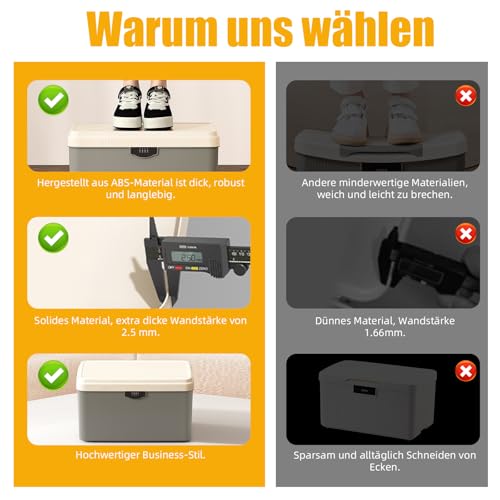Aartner Abschließbare box, Plastic Box Abschließbar Kühlschrank Safe, Büroschrank Abschließbar für Lebensmittel, Medikamente und Technik/Handygefängnis (Grau, L (33.4 x 26 x 12.6cm))