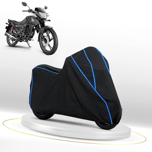 Image of Waterproof Bike Cover for Honda SP 125 | Heavy Duty Polyester | All-Weather, Dustproof, UV Protection | Triple Stitched Elastic Hem, Snug Fit Black