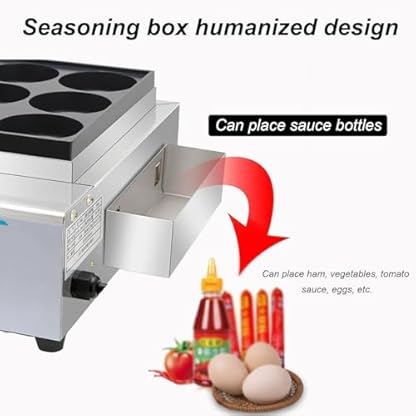 BDJSN Kommerzieller Eier-Burger-Maker Mit 9 Steckplätzen, 2 KW Elektrische Rote-Bohnen-Kuchenmaschine Aus Edelstahl Mit Antihaftbeschichtung, 50-300 ℃ Fleisch-Burger-Maker Für Snackbars, Restaurants – Bild 7