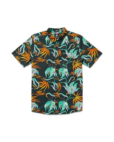 Volcom Men's Regular Marble Floral Short Sleeve Button Down Hawaiian Shirt