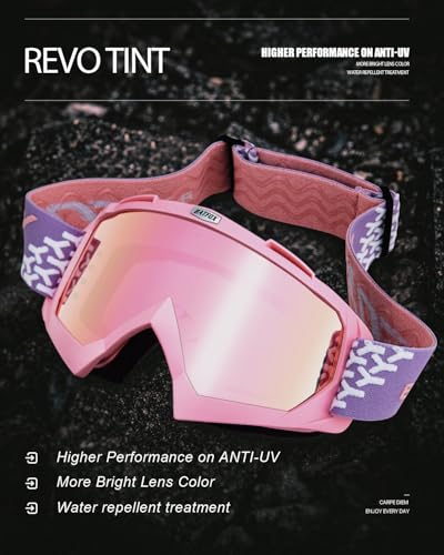 Image of BATFOX Motorcycle Glasses Goggles Dirt Bike Motocross Safety ATV Tactical Riding (Pink-Pure Pink)