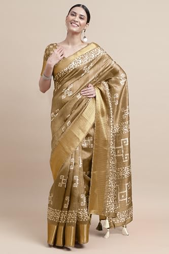 Image of MIRCHI FASHION Women Saree Cotton Silk Batik Block Printed | Breathable Office Wear and Regular Use Sari with Blouse Piece