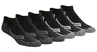 Saucony Men's Bolt RunDry Performance No-Show Multi-pack Socks Black Repreve (6 Pairs), Large