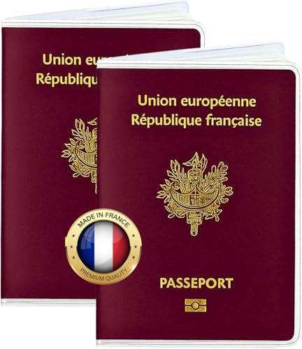 Ugozen Lot de 2 Étuis Passeport Transparent FABRIQUÉ en France- Protège Passport en PVC Souple Cristal Format Universel