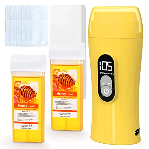 Upgraded Digital Roll on Wax, Honey Wax Roller Waxing Kit for Hair