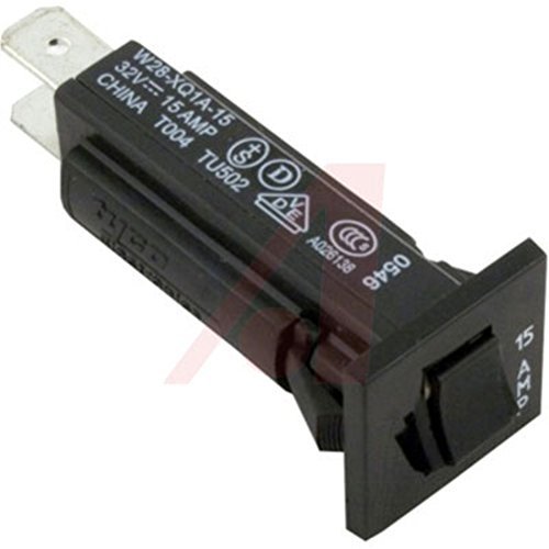 TE Connectivity W28-XT1A-15 Circuit Breaker; Therm; Push; Cur-Rtg 15A; 1 Pole; Snap-in Panel; W28 Series TE/Tyco/Potter & Brumfield by TE/Tyco/Potter & Brumfield
