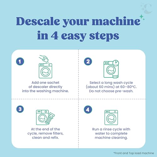Image of Cleevo Washing Machine Cleaner & Descaler Powder - Pack of 3 | Removes Limescale, Odour & Residue | Non-Toxic, Phosphate-Free | Front & Top Load Safe