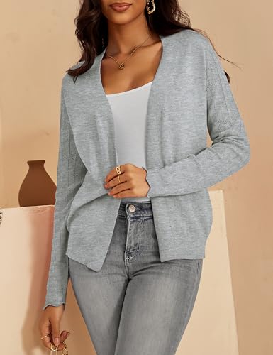 Image of VOIANLIMO Womens Cardigan Lightweight Open Front Knit Long Sleeve Cardigans Sweaters for Women