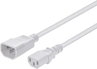 Monoprice Extension Cord - 3 Feet - White | IEC 60320 C14 to IEC 60320 C13, 18AWG, 10A, 3-Prong, SJT, for Computers, Monitors, Scanners, Printers