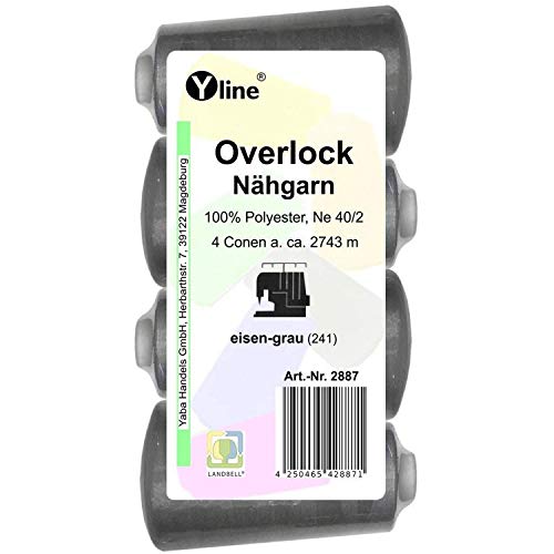 4 bobinas Overlock, para fio de costura, cor cinzenta ferro, 2743 m, NE 40/2, 100 % poliéster, fio para máquinas de costura, 2887
