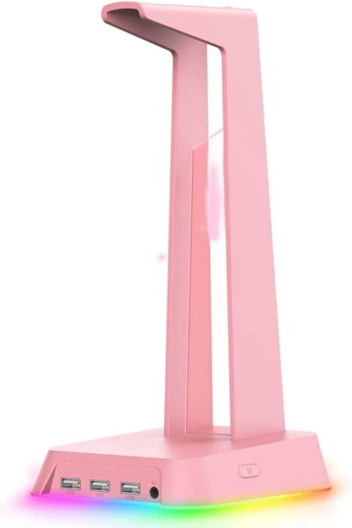 Logotipo Luminoso del Tenedor de la Pantalla Escritorio Las Auriculares Ordenador Juego RGB con el Auricular 3 USB(Roze)