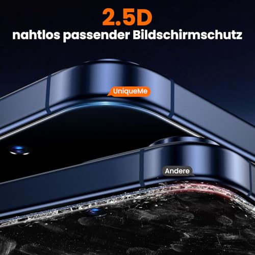 UniqueMe für iPhone 15 Pro für Panzerglas Sichtschutz - 2 Stück Schutzfolie – Ansicht 4