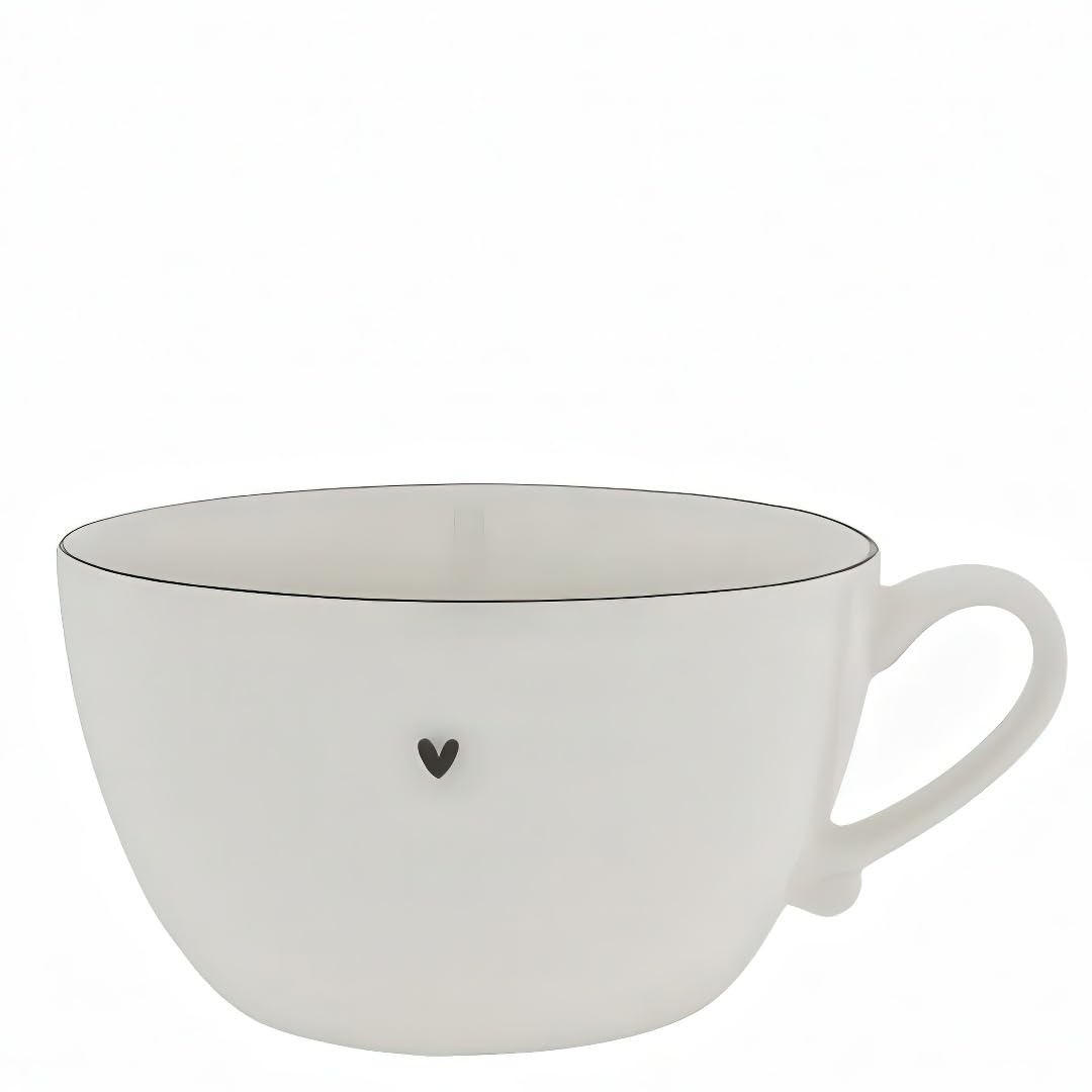 Bastion Collections 6er Set Suppentassen klein HEART mit schwarzem Herz D. 13cm