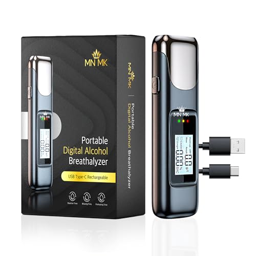 Image of MNMK Alcohol Breathalyzer Tester for Car | High Accuracy BAC Meter | USB Rechargeable Digital Alcohol Tester with LCD Display | Portable Drink & Drive Safety Device