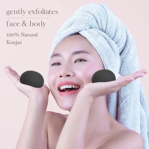 The Beauty Shelf Konjac Sponge (3 Pack) Activated Bamboo Charcoal. Facial Cleansing & Exfoliating Beauty Sponges - Image 3