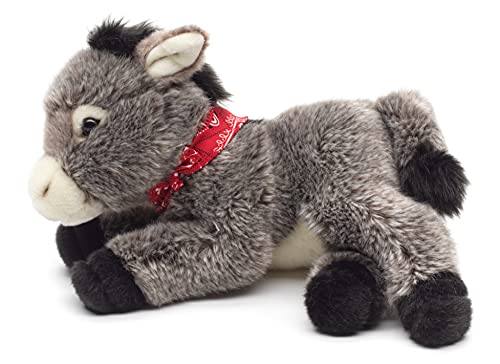 Uni-Toys âne avec bandana couché - 28 cm (longueur) - Peluche doudou