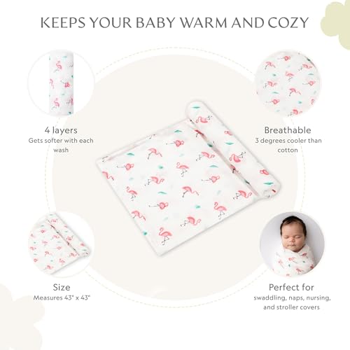 Image of Muslin Baby Swaddle - Breathable Receiving Blankets for Newborn Baby, 70% Viscose derived from Bamboo, 30% Spandex, Imported