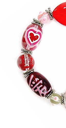 Linpeng womens Beads Stretch Bracelet, Red/Pink, 7 5 inch US - Image 3